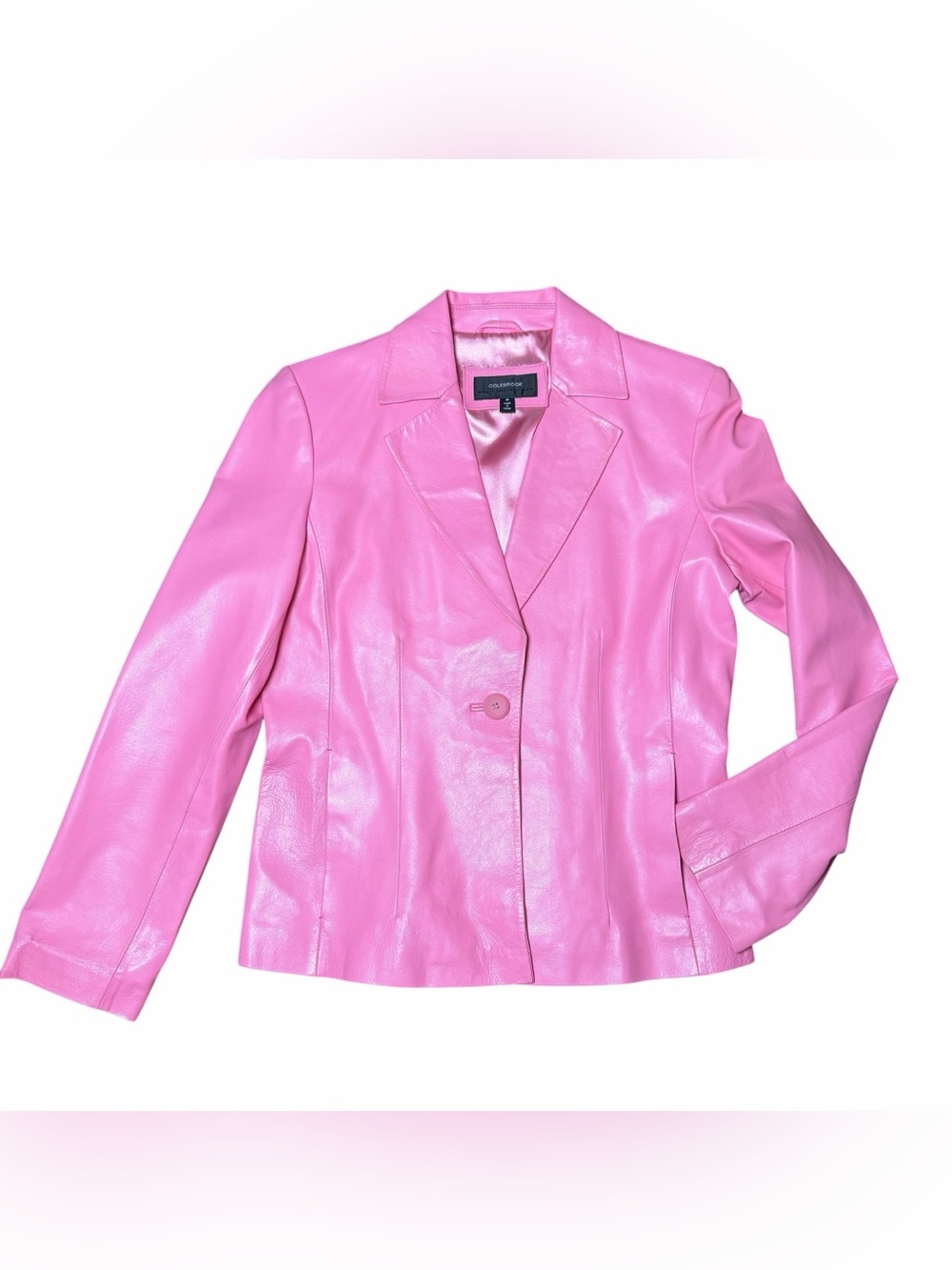 Colebrook Pink 100% Leather Blazer Jacket Size Medium Vintage Y2K Barbiecore